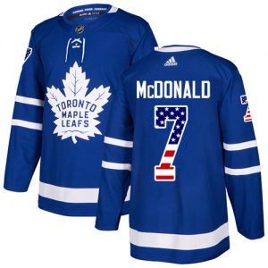 Pánské NHL Toronto Maple Leafs dresy 7 Lanny McDonald Authentic královská modrá Adidas USA Flag Fashion