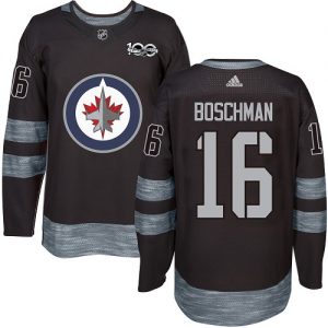 Pánské NHL Winnipeg Jets dresy 16 Laurie Boschman Authentic Černá Adidas 1917 2017 100th Anniversary