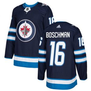 Pánské NHL Winnipeg Jets dresy 16 Laurie Boschman Authentic Námořnická modrá Adidas Domácí