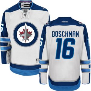 Pánské NHL Winnipeg Jets dresy 16 Laurie Boschman Authentic Bílý Reebok Venkovní hokejové dresy