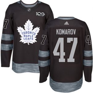 Pánské NHL Toronto Maple Leafs dresy 47 Leo Komarov Authentic Černá Adidas 1917 2017 100th Anniversary