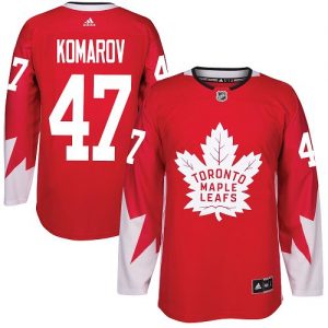 Pánské NHL Toronto Maple Leafs dresy 47 Leo Komarov Authentic Červené Adidas Alternate