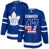 Pánské NHL Toronto Maple Leafs dresy 47 Leo Komarov Authentic královská modrá Adidas USA Flag Fashion