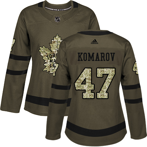 Dámské NHL Toronto Maple Leafs dresy 47 Leo Komarov Authentic Zelená Adidas Salute to Service