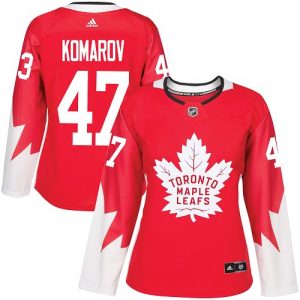 Dámské NHL Toronto Maple Leafs dresy 47 Leo Komarov Authentic Červené Adidas Alternate