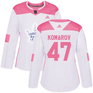 Dámské NHL Toronto Maple Leafs dresy 47 Leo Komarov Authentic Bílý Růžový Adidas Fashion