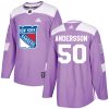 Pánské NHL New York Rangers dresy 50 Lias Andersson Authentic Nachový Adidas Fights Cancer Practice