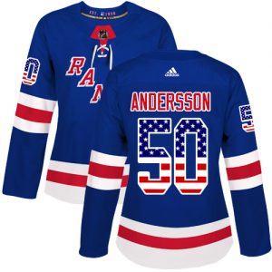 Dámské NHL New York Rangers dresy 50 Lias Andersson Authentic královská modrá Adidas USA Flag Fashion