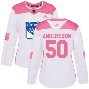 Dámské NHL New York Rangers dresy 50 Lias Andersson Authentic Bílý Růžový Adidas Fashion