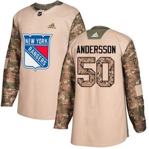 Dětské NHL New York Rangers dresy 50 Lias Andersson Authentic Camo Adidas Veterans Day Practice