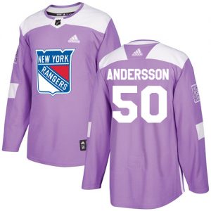 Dětské NHL New York Rangers dresy 50 Lias Andersson Authentic Nachový Adidas Fights Cancer Practice