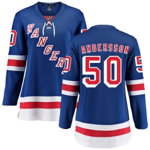 Dámské NHL New York Rangers dresy 50 Lias Andersson Breakaway královská modrá Fanatics Branded Domácí