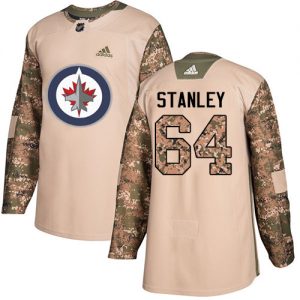 Pánské NHL Winnipeg Jets dresy 64 Logan Stanley Authentic Camo Adidas Veterans Day Practice