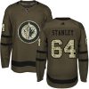 Pánské NHL Winnipeg Jets dresy 64 Logan Stanley Authentic Zelená Adidas Salute to Service