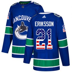 Pánské NHL Vancouver Canucks dresy 21 Loui Eriksson Authentic modrá Adidas USA Flag Fashion