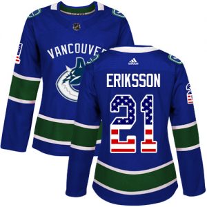 Dámské NHL Vancouver Canucks dresy 21 Loui Eriksson Authentic modrá Adidas USA Flag Fashion
