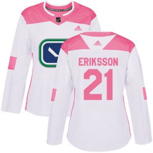 Dámské NHL Vancouver Canucks dresy 21 Loui Eriksson Authentic Bílý Růžový Adidas Fashion