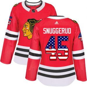 Dámské NHL Chicago Blackhawks dresy 45 Luc Snuggerud Authentic Červené Adidas USA Flag Fashion