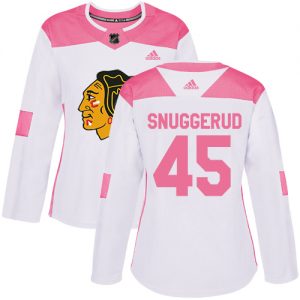 Dámské NHL Chicago Blackhawks dresy 45 Luc Snuggerud Authentic Bílý Růžový Adidas Fashion