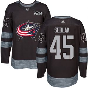 Pánské NHL Columbus Blue Jackets dresy 45 Lukas Sedlak Authentic Černá Adidas 1917 2017 100th Anniversary