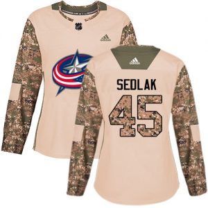 Dámské NHL Columbus Blue Jackets dresy 45 Lukas Sedlak Authentic Camo Adidas Veterans Day Practice