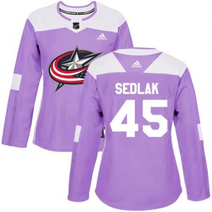 Dámské NHL Columbus Blue Jackets dresy 45 Lukas Sedlak Authentic Nachový Adidas Fights Cancer Practice