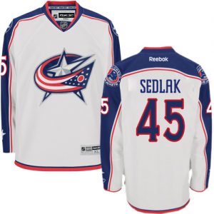Dámské NHL Columbus Blue Jackets dresy 45 Lukas Sedlak Authentic Bílý Reebok Venkovní hokejové dresy