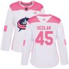 Dámské NHL Columbus Blue Jackets dresy 45 Lukas Sedlak Authentic Bílý Růžový Adidas Fashion