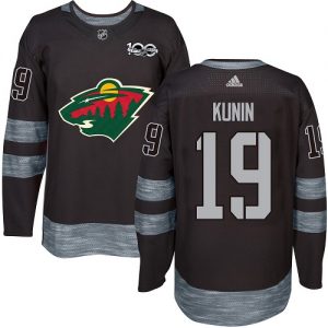 Pánské NHL Minnesota Wild dresy 19 Luke Kunin Authentic Černá Adidas 1917 2017 100th Anniversary