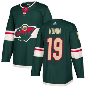 Pánské NHL Minnesota Wild dresy 19 Luke Kunin Authentic Zelená Adidas Domácí