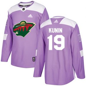 Pánské NHL Minnesota Wild dresy 19 Luke Kunin Authentic Nachový Adidas Fights Cancer Practice