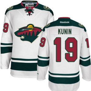 Pánské NHL Minnesota Wild dresy 19 Luke Kunin Authentic Bílý Reebok Venkovní hokejové dresy