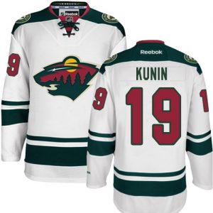 Dětské NHL Minnesota Wild dresy 19 Luke Kunin Authentic Bílý Reebok Venkovní hokejové dresy