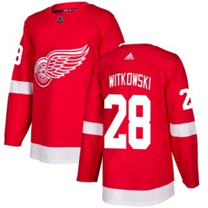 Pánské NHL Detroit Red Wings dresy 28 Luke Witkowski Authentic Červené Adidas Domácí