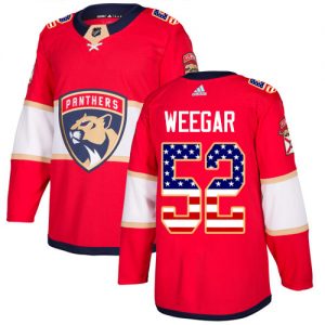 Pánské NHL Florida Panthers dresy 52 MacKenzie Weegar Authentic Červené Adidas USA Flag Fashion
