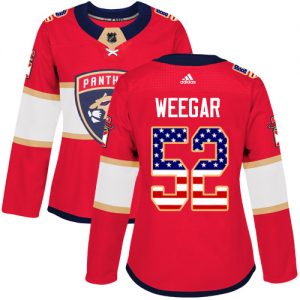Dámské NHL Florida Panthers dresy 52 MacKenzie Weegar Authentic Červené Adidas USA Flag Fashion