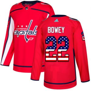 Pánské NHL Washington Capitals dresy 22 Madison Bowey Authentic Červené Adidas USA Flag Fashion