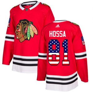 Dětské NHL Chicago Blackhawks dresy 81 Marian Hossa Authentic Červené Adidas USA Flag Fashion