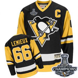Dětské NHL Pittsburgh Penguins dresy 66 Mario Lemieux Authentic Throwback Černá CCM Stanley Cup Champions