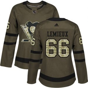 Dámské NHL Pittsburgh Penguins dresy 66 Mario Lemieux Authentic Zelená Adidas Salute to Service