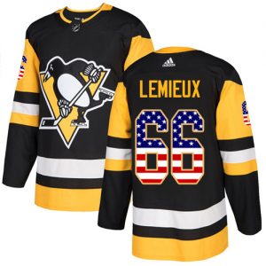 Dětské NHL Pittsburgh Penguins dresy 66 Mario Lemieux Authentic Černá Adidas USA Flag Fashion