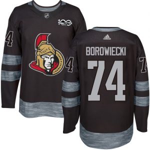 Pánské NHL Ottawa Senators dresy 74 Mark Borowiecki Authentic Černá Adidas 1917 2017 100th Anniversary