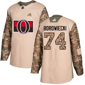 Pánské NHL Ottawa Senators dresy 74 Mark Borowiecki Authentic Camo Adidas Veterans Day Practice