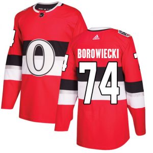 Pánské NHL Ottawa Senators dresy 74 Mark Borowiecki Authentic Červené Adidas 2017 100 Classic