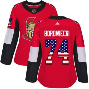 Dámské NHL Ottawa Senators dresy 74 Mark Borowiecki Authentic Červené Adidas USA Flag Fashion