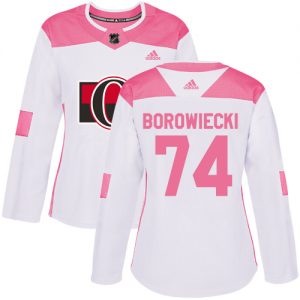 Dámské NHL Ottawa Senators dresy 74 Mark Borowiecki Authentic Bílý Růžový Adidas Fashion