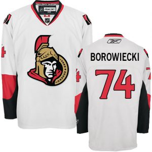 Dětské NHL Ottawa Senators dresy 74 Mark Borowiecki Authentic Bílý Reebok Venkovní hokejové dresy