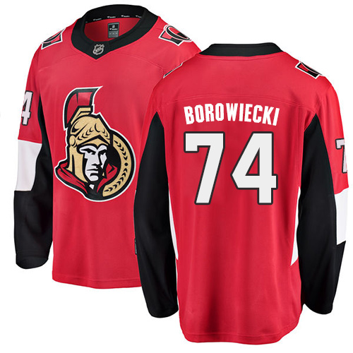 Pánské NHL Ottawa Senators dresy 74 Mark Borowiecki Breakaway Červené Fanatics Branded Domácí