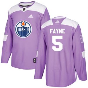 Pánské NHL Edmonton Oilers dresy 5 Mark Fayne Authentic Nachový Adidas Fights Cancer Practice