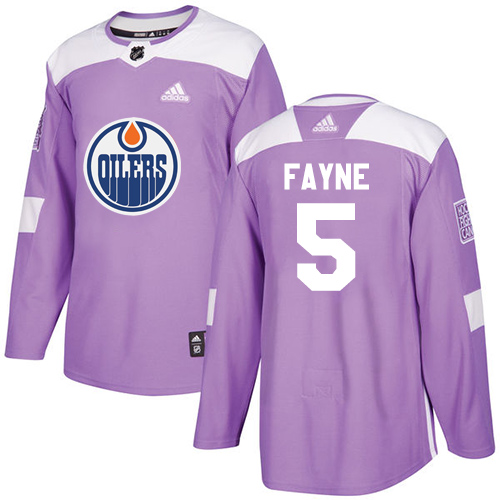 Pánské NHL Edmonton Oilers dresy 5 Mark Fayne Authentic Nachový Adidas Fights Cancer Practice